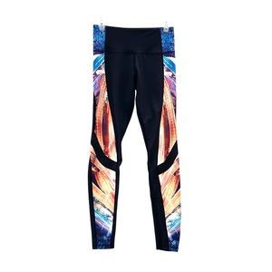 Orange Theory Colorful Abstract Print Athletic Yoga Leggings SZ M